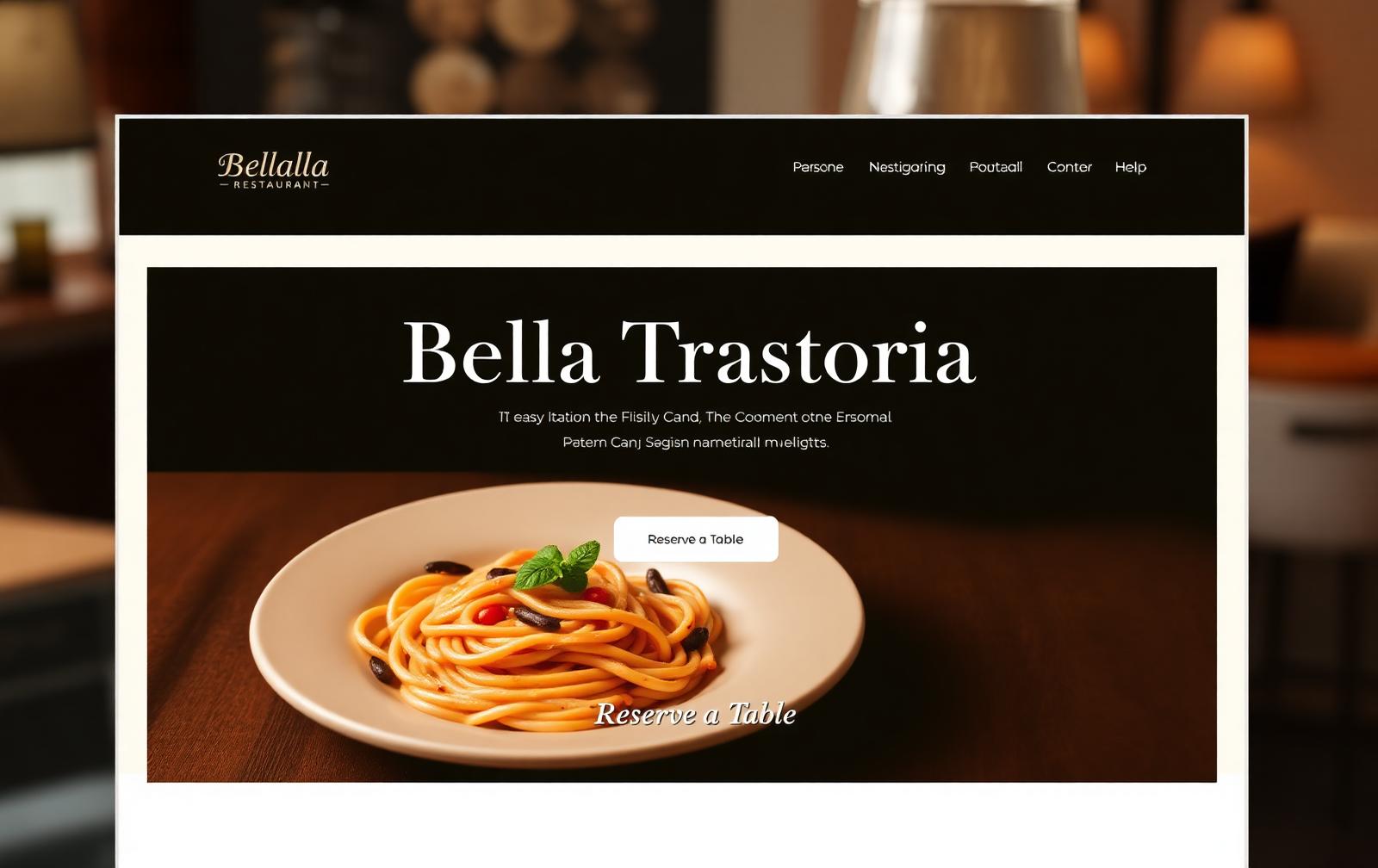 Bella Trastoria Italian restaurant website preview